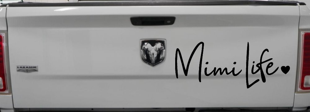 Mimi Life with Heart Car or Truck Window Vinyl Decal Sticker (Black)