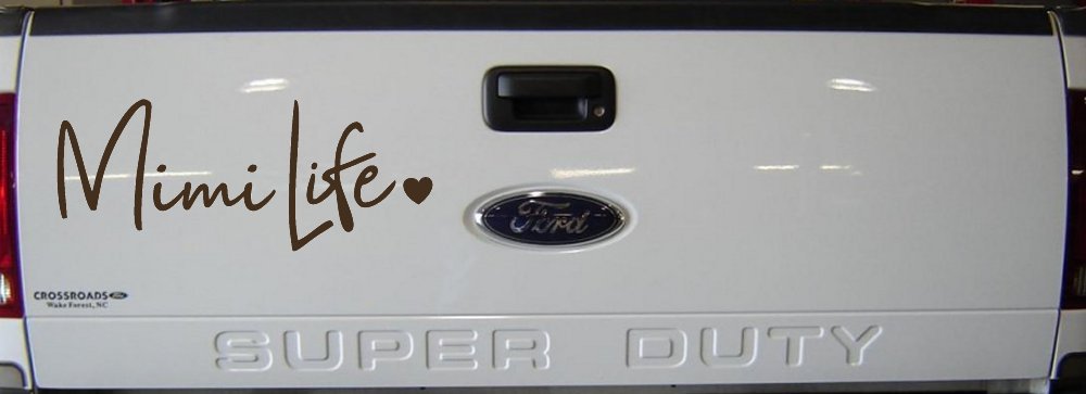 Mimi Life with Heart Car or Truck Window Vinyl Decal Sticker (Brown)