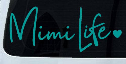 Mimi Life with Heart Car or Truck Window Decal Sticker (Turquoise)