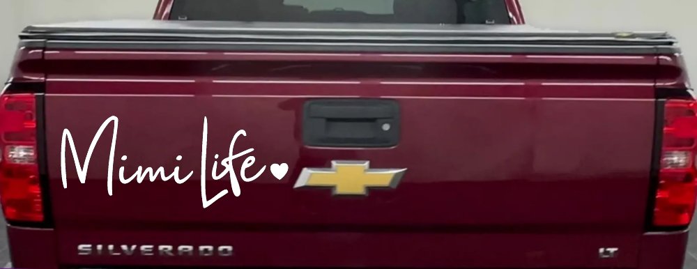 Mimi Life with Heart Car or Truck Window Decal Sticker (White)