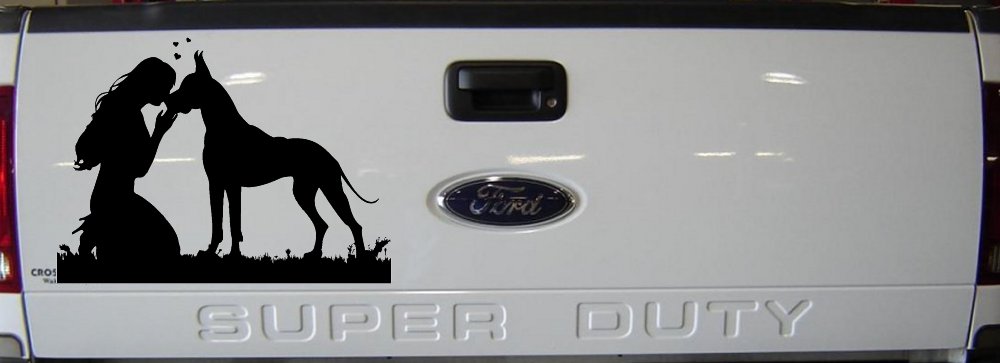 Woman or Girl with her Great Dane Car or Truck Window Decal Sticker