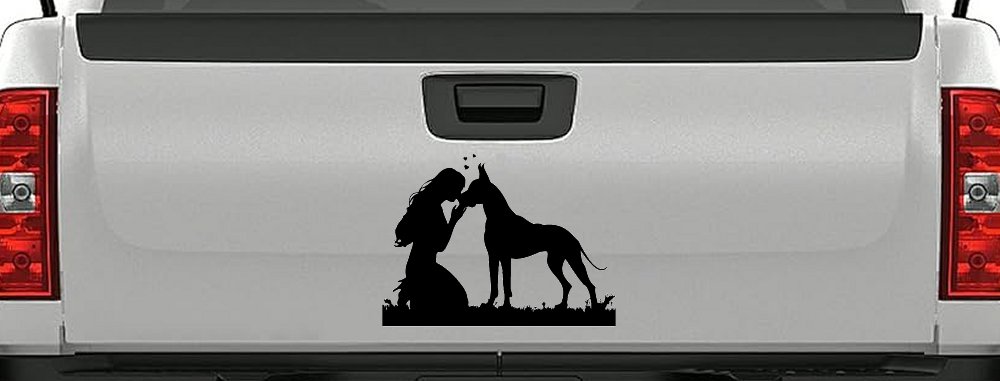 Woman or Girl with her Great Dane Car or Truck Window Decal Sticker