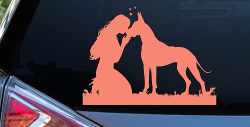 Woman or Girl with her Great Dane Car or Truck Window Decal Sticker