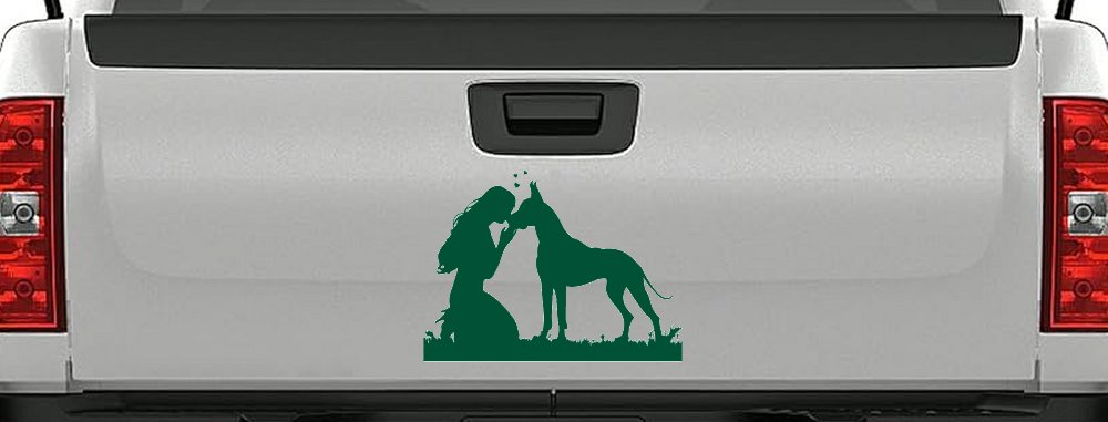 Woman or Girl with her Great Dane Car or Truck Window Decal Sticker