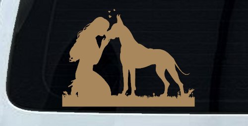 Woman or Girl with her Great Dane Car or Truck Window Decal Sticker