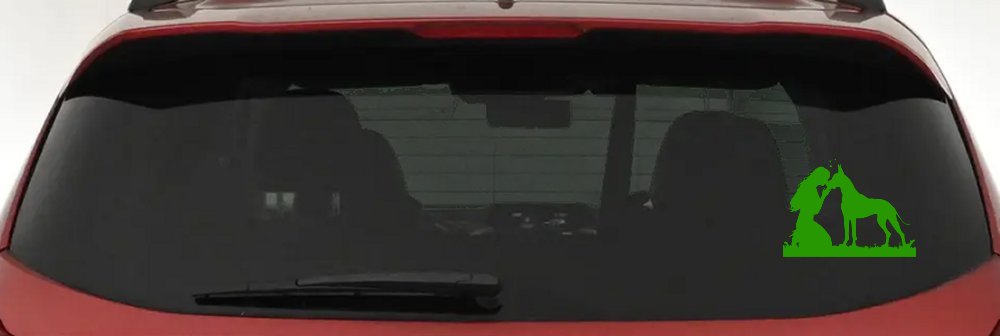Woman or Girl with her Great Dane Car or Truck Window Decal Sticker (Lime)