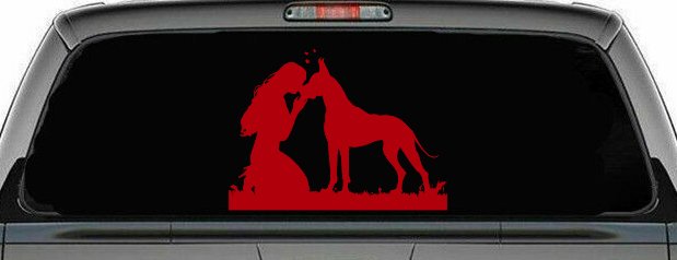 Woman or Girl with her Great Dane Car or Truck Window Decal Sticker