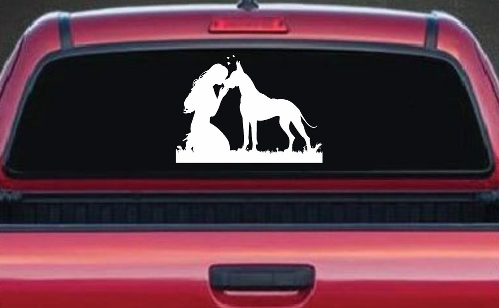 Woman or Girl with her Great Dane Car or Truck Window Decal Sticker