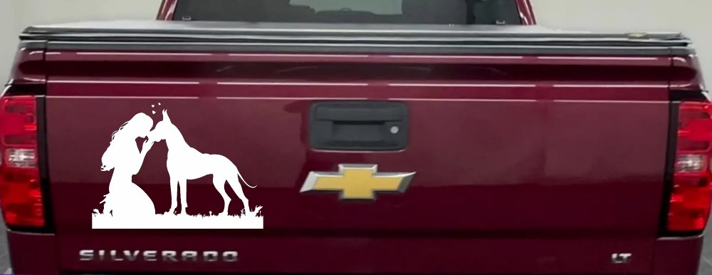 Woman or Girl with her Great Dane Car or Truck Window Decal Sticker