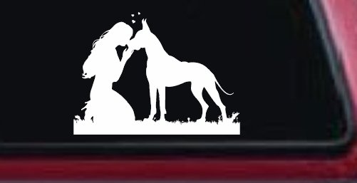 Woman or Girl with her Great Dane Car or Truck Window Decal Sticker