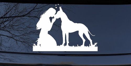 Woman or Girl with her Great Dane Car or Truck Window Decal Sticker