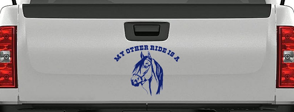 My other ride is a Horse Western Car or Truck Window Decal Sticker (Navy)