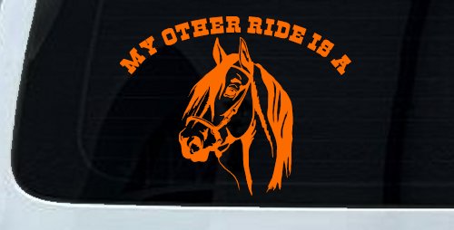 My other ride is a Horse Western Car or Truck Window Decal Sticker (Orange)