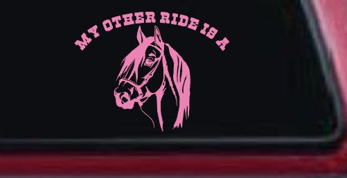 My other ride is a Horse Western Car or Truck Window Decal Sticker (Pink)