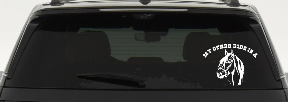 My other ride is a Horse Western Car or Truck Window Decal Sticker (White)