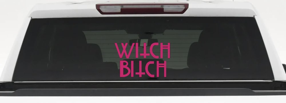Witch Bitch Funny Car or Truck Window Vinyl Decal Sticker (Hot Pink)