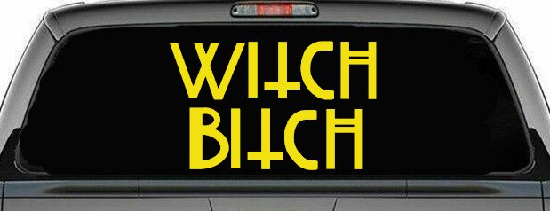 Witch Bitch Funny Car or Truck Window Decal Sticker (Yellow)