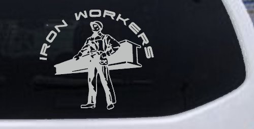 Iron Workers Union Car or Truck Window Vinyl Decal Sticker (Light Gray)