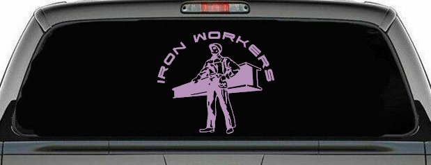 Iron Workers Union Car or Truck Window Vinyl Decal Sticker (Lilac)