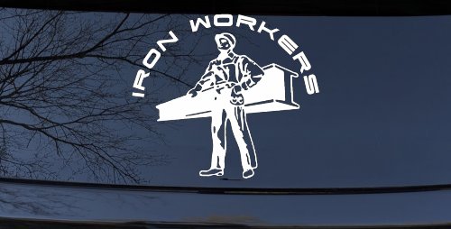 Iron Workers Union Car or Truck Window Decal Sticker (White)