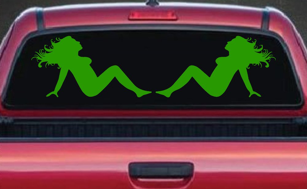 Thick Thicc Mud Flap Women Girls Car or Truck Window Decal Sticker (Lime)