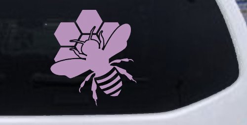 Honey Bee with Honeycomb Car or Truck Window Decal Sticker (Lilac)