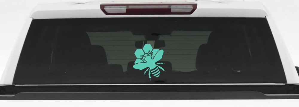 Honey Bee with Honeycomb Car or Truck Window Decal Sticker