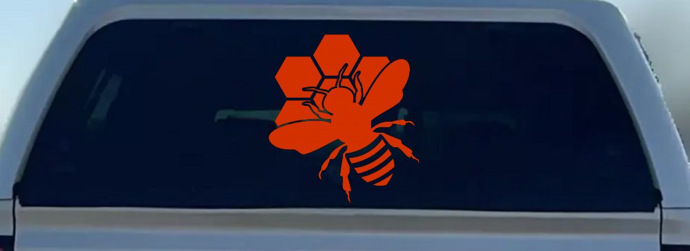 Honey Bee with Honeycomb Car or Truck Window Decal Sticker