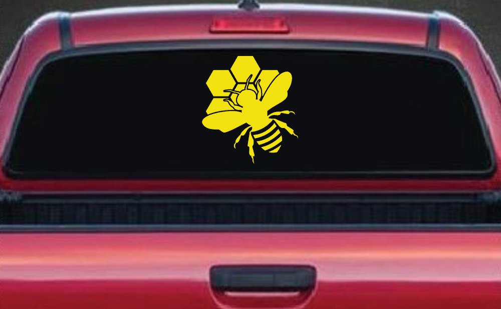 Honey Bee with Honeycomb Car or Truck Window Decal Sticker