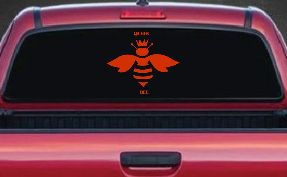 Queen Bee Homey Bee Car or Truck Window Decal Sticker (Orange Red)