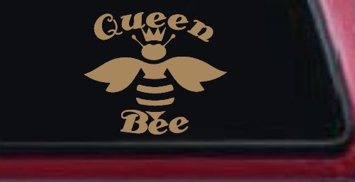 Queen Bee Honey Bee Car or Truck Window Vinyl Decal Sticker (Light Brown)