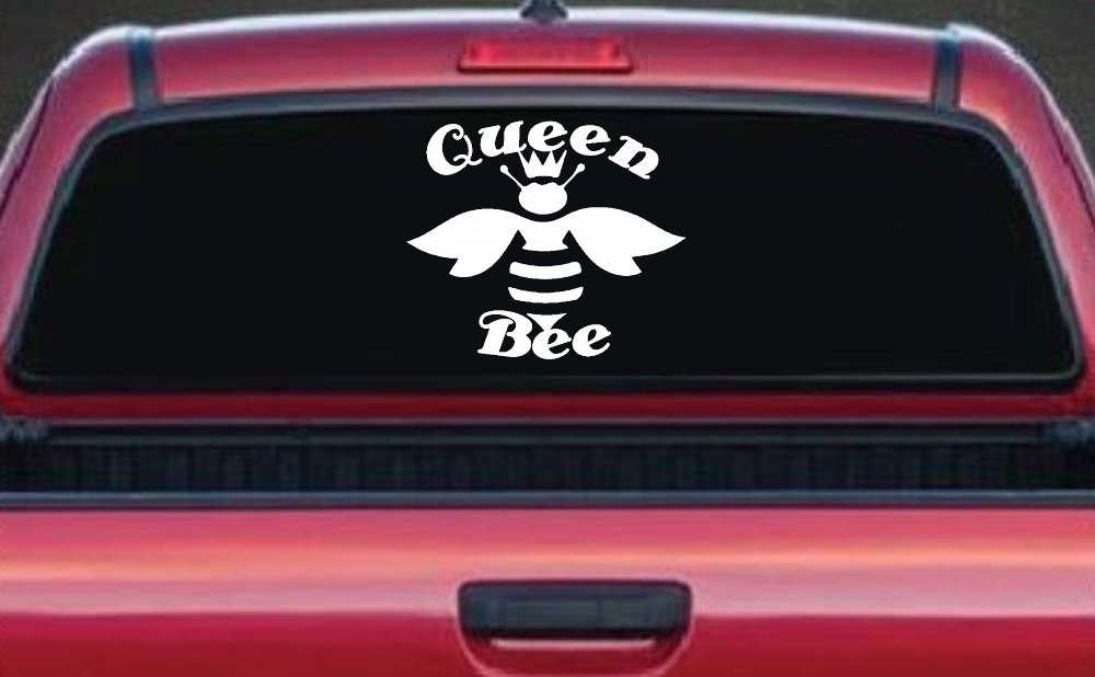 Queen Bee Honey Bee Car or Truck Window Decal Sticker (White)