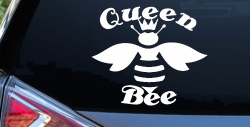Queen Bee Honey Bee Car or Truck Window Decal Sticker (White)