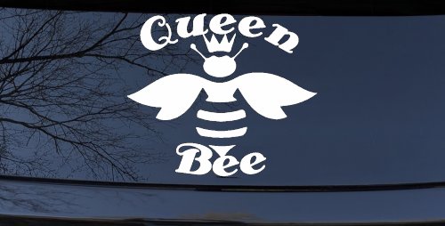 Queen Bee Honey Bee Car or Truck Window Vinyl Decal Sticker (White)