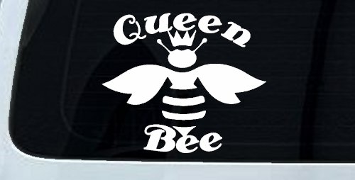 Queen Bee Honey Bee Car or Truck Window Decal Sticker (White)