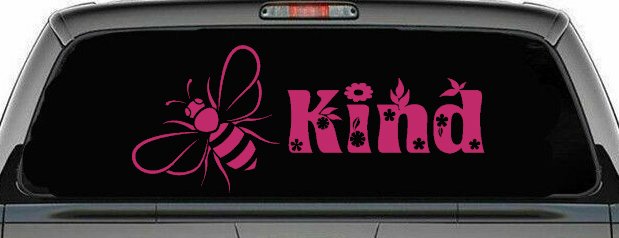 Bee Kind Honey Bee With Flowers Car or Truck Window Vinyl Decal Sticker (Hot Pink)