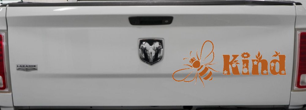 Bee Kind Honey Bee With Flowers Car or Truck Window Decal Sticker (Nut Brown)