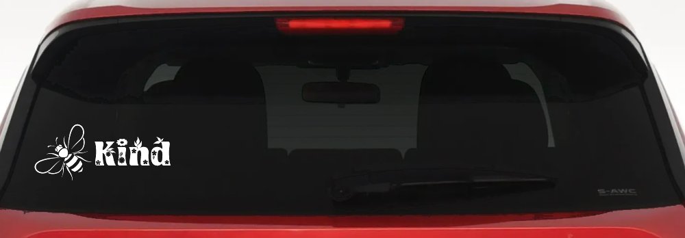Bee Kind Honey Bee With Flowers Car or Truck Window Decal Sticker (White)