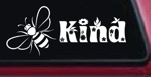 Bee Kind Honey Bee With Flowers Car or Truck Window Decal Sticker
