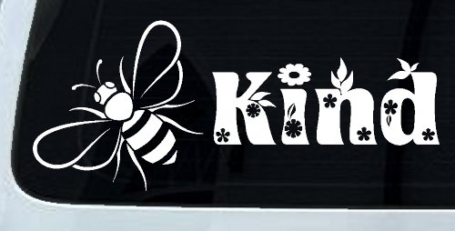 Bee Kind Honey Bee With Flowers Car or Truck Window Decal Sticker