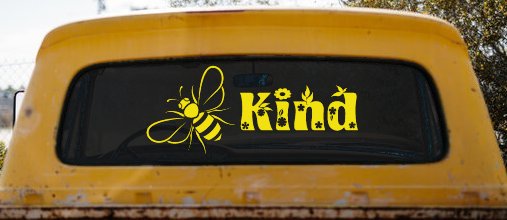 Bee Kind Honey Bee With Flowers Car or Truck Window Decal Sticker (Yellow)