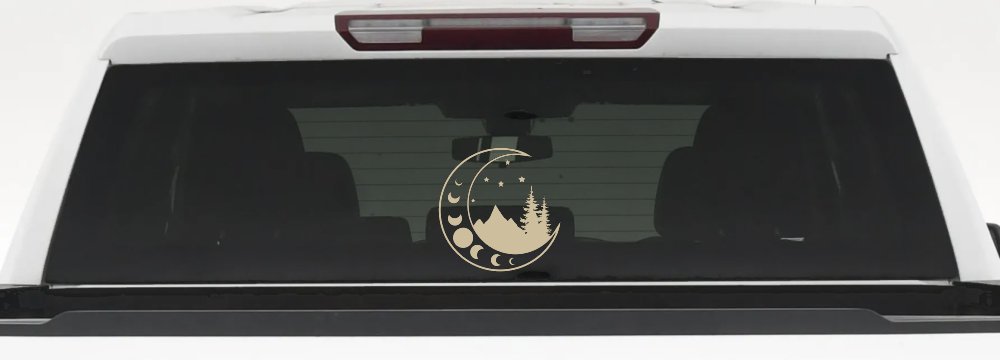 Moon Stars and Mountains Car or Truck Window Decal Sticker (Desert Sand)