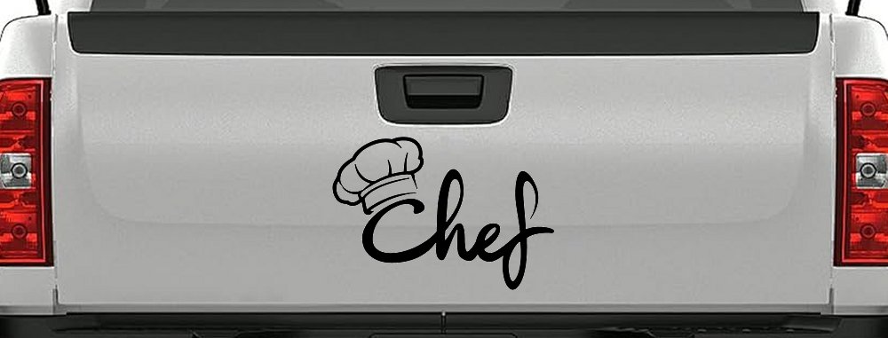 Chef with Hat Business Car or Truck Window Decal Sticker (Black)