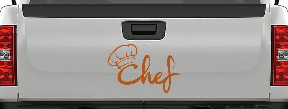 Chef with Hat Business Car or Truck Window Decal Sticker (Nut Brown)