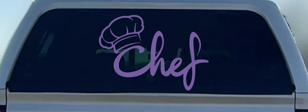 Chef with Hat Business Car or Truck Window Decal Sticker (Purple)