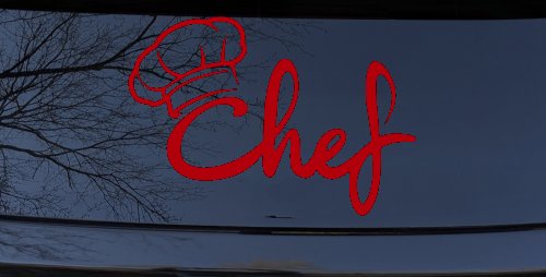 Chef with Hat Business Car or Truck Window Decal Sticker (Red)