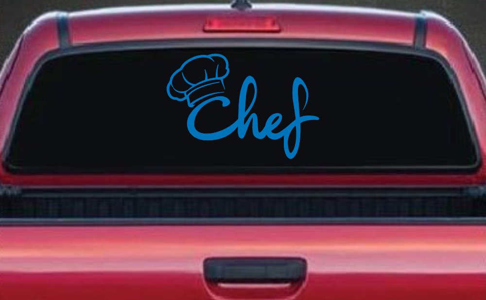 Chef with Hat Business Car or Truck Window Decal Sticker (Sky Blue)