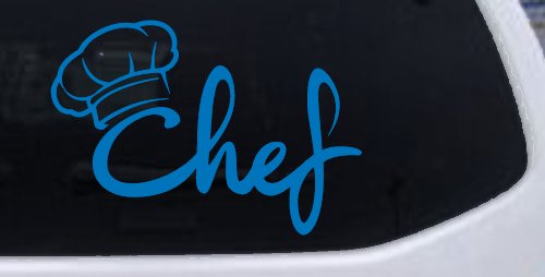 Chef with Hat Business Car or Truck Window Decal Sticker (Sky Blue)