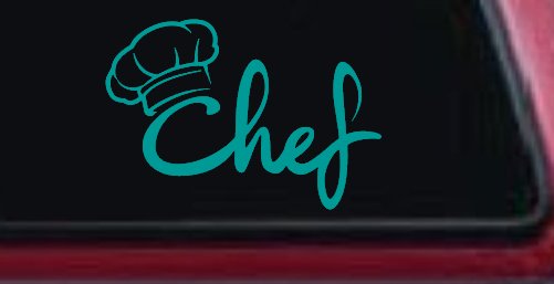 Chef with Hat Business Car or Truck Window Decal Sticker (Turquoise)