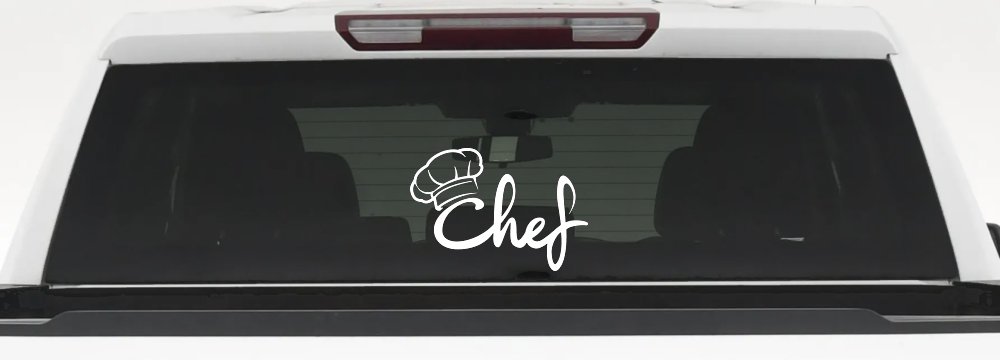 Chef with Hat Business Car or Truck Window Decal Sticker (White)